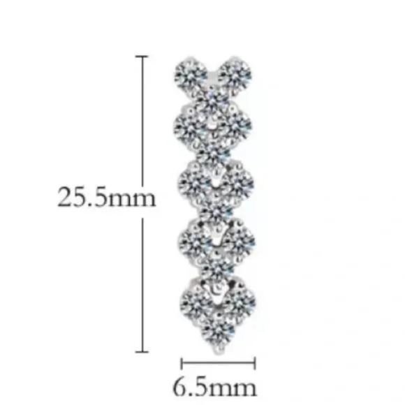 NEW STERLING SILVER DIAMOND LONG EARRINGS, BEAUTIFUL EARRINGS, CUTE EARRINGS. - Picture 4 of 4